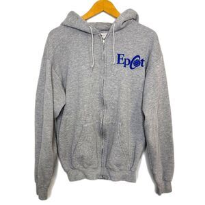 Mickey Inc. Walt‎ Disney Epcot Vintage Mickey Flag Zip Up Hoodie Size M